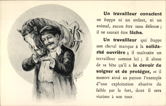 Artist Postcard A conscious worker hits neither a child nor an animal