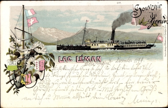 lito Genewa, kanton, Szwajcaria, Lac Leman, parowiec salonowy