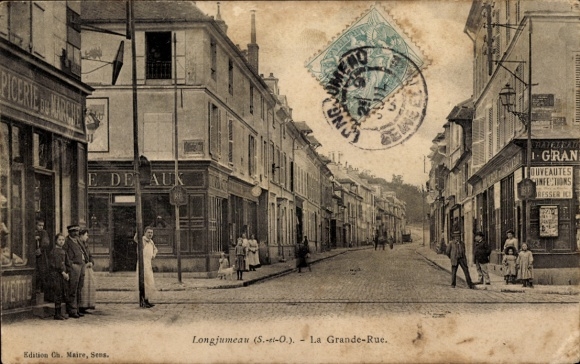 Postcard Longjumeau Essonne, Grande Rue, shops