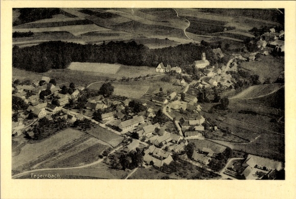 Postcard Tegernbach Rudelzhausen in Upper Bavaria, aerial photograph