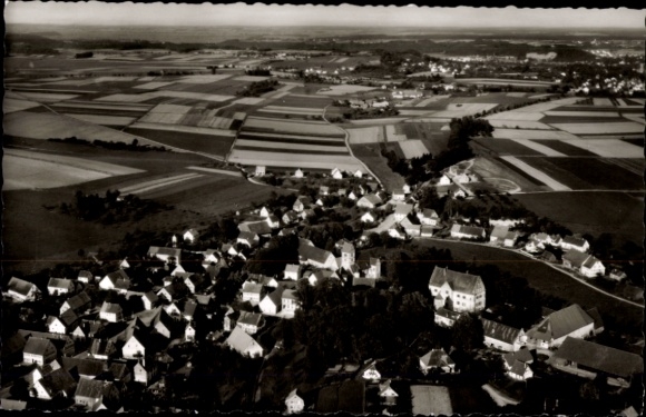 Postcard Mittelbiberach in Upper Swabia, aerial photograph