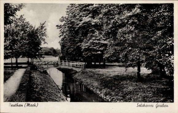 Postcard Zeuthen in der Mark, Selchower Graben, Bridge