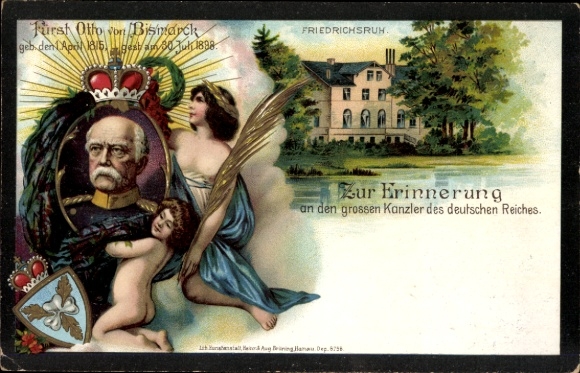 Coat of arms Chromo-Litho Friedrichsruh Aumühle Schleswig Holstein, Castle, Prince Otto von Bismarck