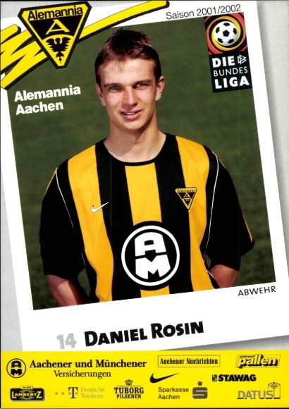Autogrammkarte Fußballer Daniel Rosin, Alemannia Aachen, Autogramm