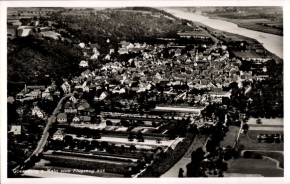 Postcard Obernburg am Main Lower Franconia, aerial photograph