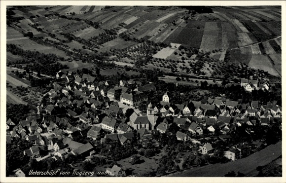 Postcard Unterschüpf Boxberg in Baden, aerial photograph