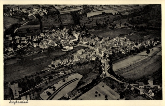 Postcard Burghaslach in Middle Franconia, aerial photograph