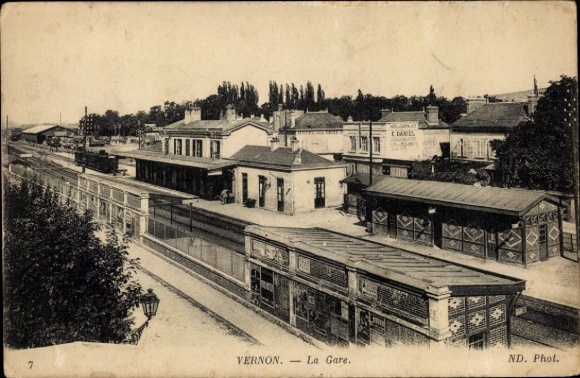 Postcard Vernon Eure, Gare