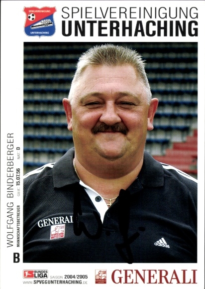 Autograph card team manager Wolfgang Binderberger, SpVgg Unterhaching, autograph