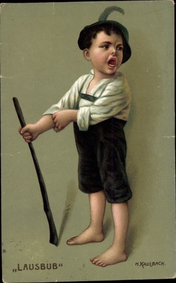 Artist PC Kaulbach, H., Lausbub, cheeky little farm boy