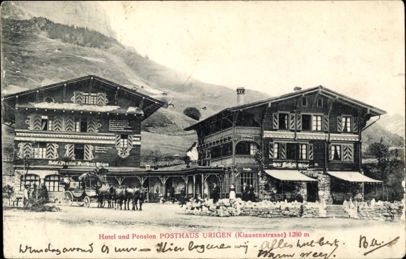 KP Unterschächen Kanton Uri Szwajcaria, Posthaus Urigen, Klausenstrasse