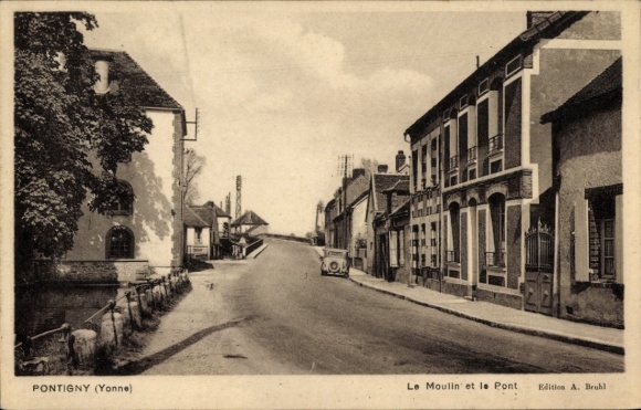 PC Pontigny Yonne, street, building, car, Le Moulin et le Pont, Edition A. Bruhl