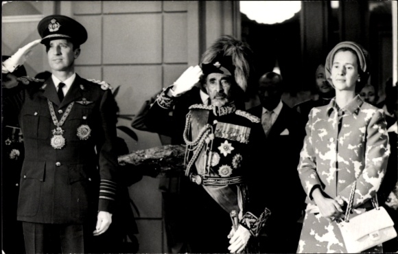 Photo Emperor Haile Selassie of Ethiopia, King Baudouin of Belgium, Queen Fabiola