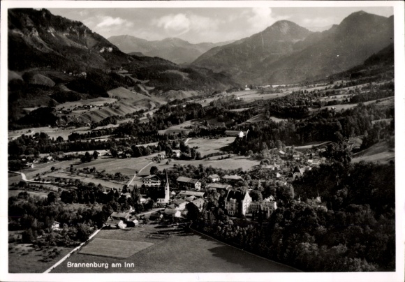 Postcard Brannenburg in Upper Bavaria, landscape photo, mountains, river, Brannenburg,
