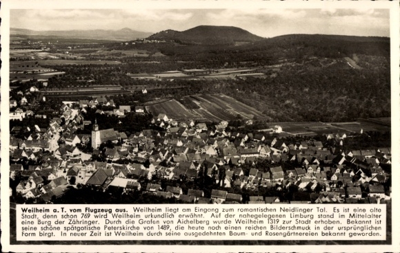 Postcard Weil im Schönbuch Württemberg, aerial photograph