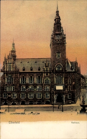 Postcard Elberfeld Wuppertal, town hall, architecture, colored, Elberfeld