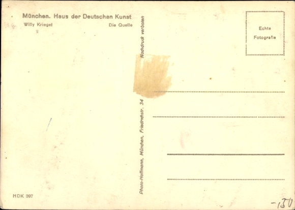 Artist Postcard Kriegel, Willy, The Source, HDK 397