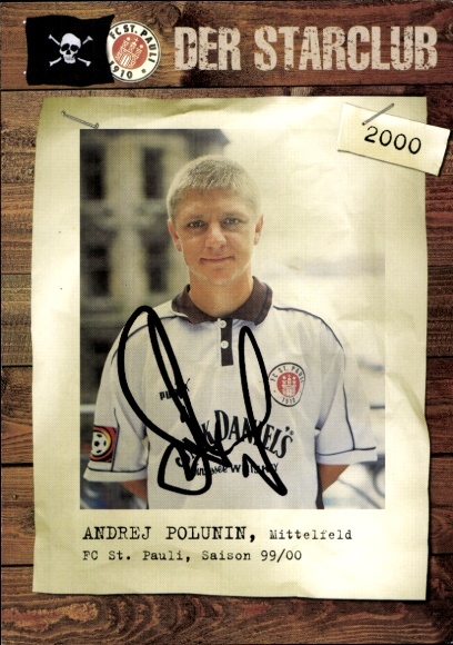 Autogrammkarte Fußballer Andrej Polunin, FC St. Pauli, Autogramm