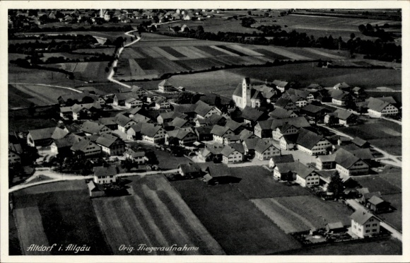 Postcard Altdorf Biessenhofen in Ostallgäu, aerial photograph