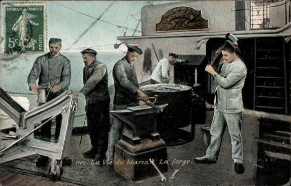 Postcard La Vie du Marin, La Forge, Forgeur, Tronchet