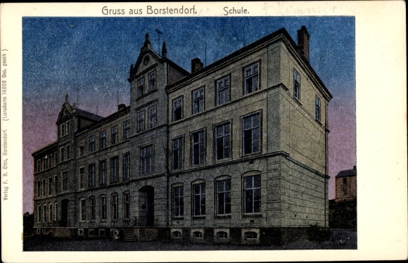 Luna Postcard Borstendorf Grünhainichen Sachsen, greetings from Borstendorf, school