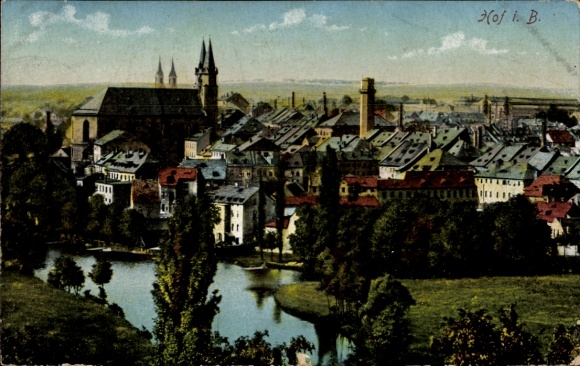 Ak Hof an der Saale Oberfranken Bayern, Gesamtansicht
