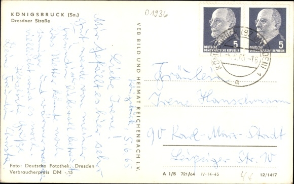 Postcard Koenigsbrück in Oberlausitz, Dresdner Strasse, bell tower