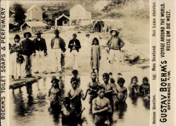 Foto Neuseeland, Heiße Quellen, Reklame, Gustav Boehm's Reise um die Welt, Boehm's Toilettenseifen