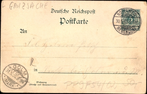 Postwaardestukken litho Klein Glienicke Neubabelsberg Potsdam Kasteel Babelsberg, jachtslot Glienicke