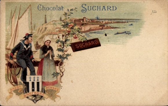 CPA Reklame, Chocolat Suchard, Bretagne