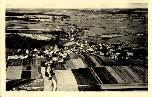 Postcard Ingoldingen, aerial photograph