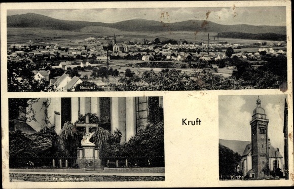 KP Kruft am Laacher See, panorama, pomnik wojenny, kościół