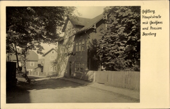 Postcard Gehlberg Suhl in Thuringia, main street, guest house-pension Beerberg