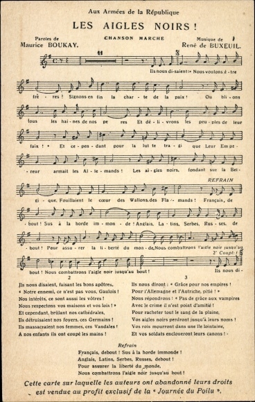 Song CPA Les Aigles Noirs, Chanson Marche, Paroles de Maurice Boukay