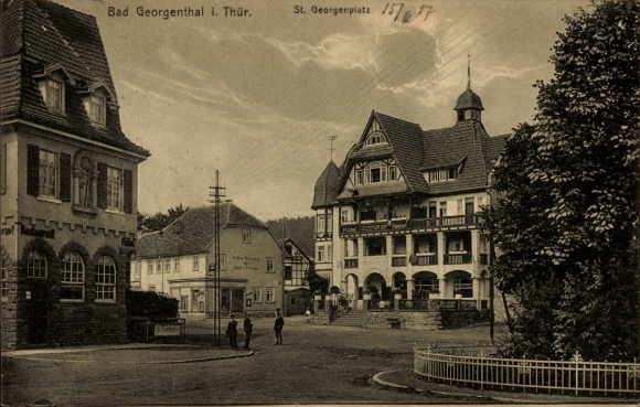 Ak Georgenthal in Thüringen, Bad Georgenthal i. Thür, St. Georgenplatz,  Architektur, kleine Stra