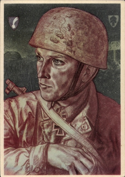 Artist Postcard Willrich, Wolfgang, Paratrooper Captain Witzig, Knight's Cross Recipient, VDA P1 R10 No. 5