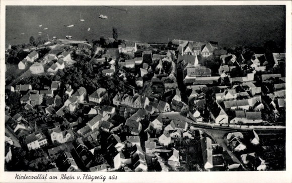 Postcard Niederwalluf Walluf am Rhein, aerial photograph
