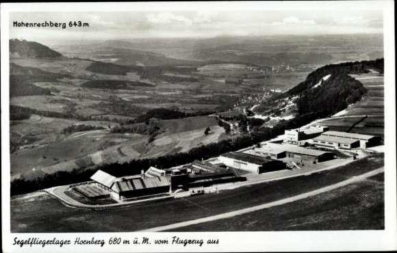 Postcard Schwäbisch Gmünd in Ostalbkreis, glider camp Hornberg, aerial photography