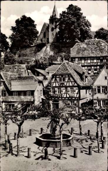 Postcard Zwingenberg on the Bergstraße in Hesse, market square