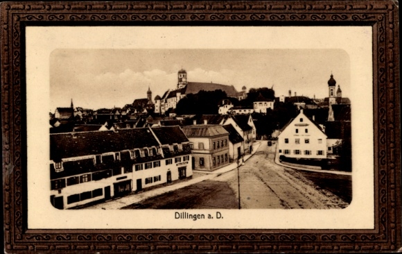 Präge Passepartout Ak Dillingen an der Donau, Panorama vom Ort