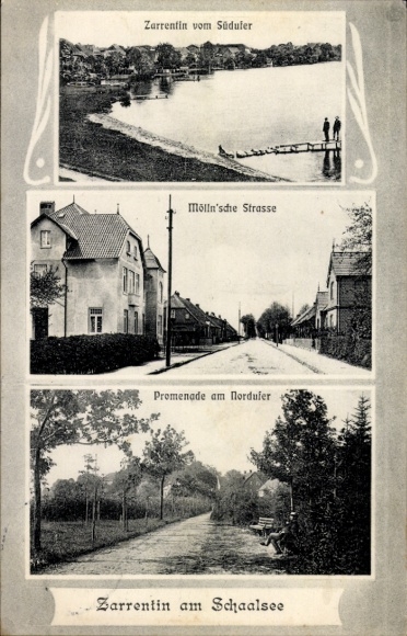 Postcard Zarrentin am Schaalsee Mecklenburg, general view, Möllnsche Straße, promenade on the north shore
