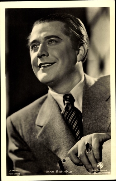 Postcard actor Hans Söhnker, Ross Verlag A 2700 1, Ring