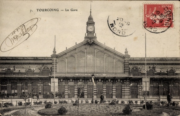 Postcard Tourcoing Nord, Station Frontal