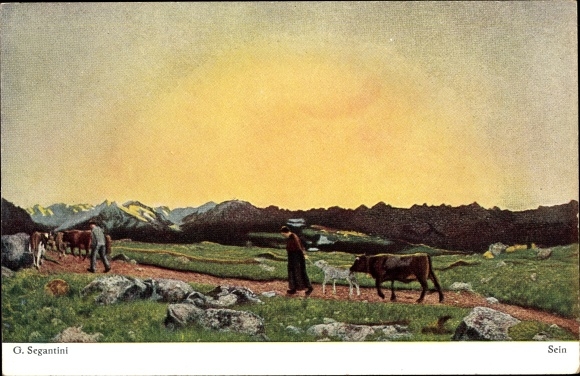 Artist PC Segantini, Giovanni, being, peasants in the evening