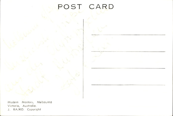 Artist Postcard Rajko, S., Melbourne Australia, Olympics, Olympic Games 1956, javelin thrower