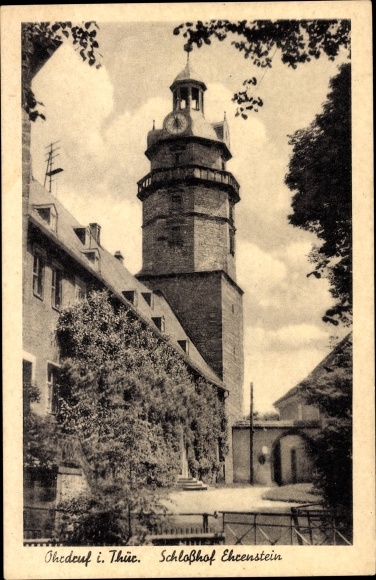 PC Ohrdruf in the Thuringian district of Gotha, part of Ehrenstein Castle, tower, vine growth