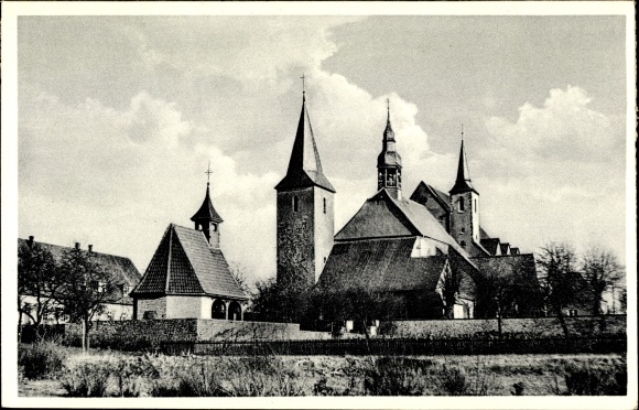 Postcard Rulle Wallenhorst in Lower Saxony, monastery and pilgrimage church Rulle, Marienbrunnen