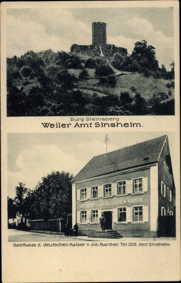 PC Sinsheim in Baden Württemberg, inn for the German Emperor, Steinsberg Castle