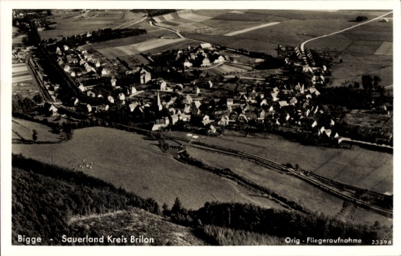 Ak Bigge Olsberg im Sauerland, Fliegeraufnahme
