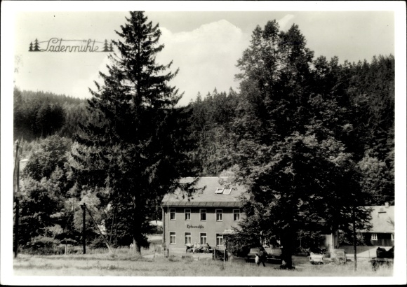 Postcard Hirschsprung Altenberg in the Ore Mountains, shop mill, holiday home